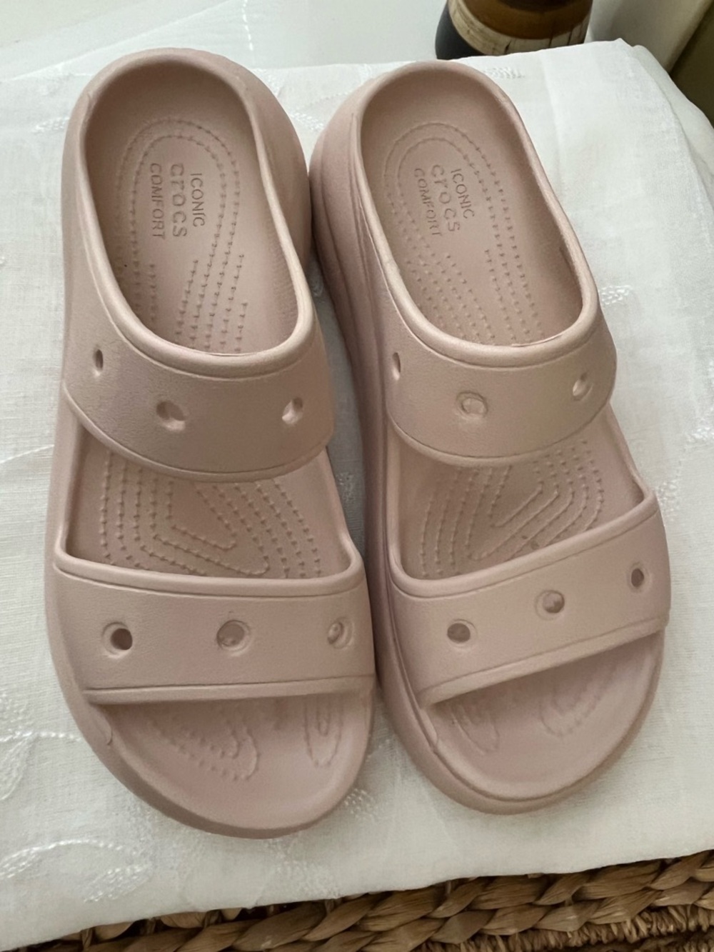 CROCS Double-Strap Slide Sandals - Blush Size 10